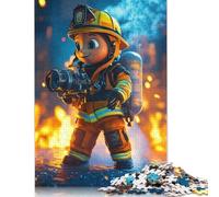 Firefighter Cartoon Character Jigsaw Puzzles Puzzles for Adults Kids. 1000 Pieces Whimsical Challenge Toy Educational Game Home Decoration for Educational Games Gifts 1000pcs (75x50cm)
