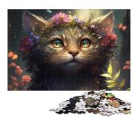 Firefighter Cat 1000 Piece Puzzle Jigsaw Puzzles DIY Decoration, Brain Challenge, for Adult, Family, 26X38CM/10.23x14.96inch
