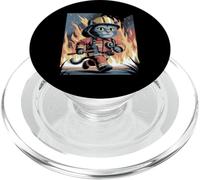 Firefighter Cat Fireman Kitten Fire Rescuer PopSockets PopGrip for MagSafe