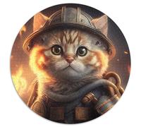 Firefighter Cat Jigsaw Puzzles for Adults 1000 Piece Cardboard Jigsaw Puzzles for Adults Relax & Challenge, Colorful Home Decor Art, for Friends 67.5x67.5cm