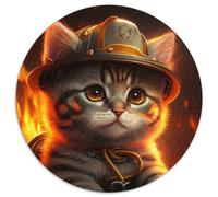 Firefighter Cat Jigsaw Puzzles for Adults 1000 Piece Jigsaw Puzzles for Adults for Parents, Lovers, Friends - Age 14+ 67.5x67.5cm