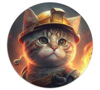 Firefighter Cat Jigsaw Puzzles for Adults 1000 Piece Puzzles for Adults Challenging Brain Teaser, Family Activity, Home Decor, 67.5x67.5cm