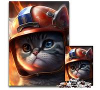Firefighter Cat JigsawPuzzle 1000 Pieces for Adults cardboard Jigsaw Puzzles for Teenagers, Couples, And Friends for Birthdays, Christmas 26X38CM/10.23x14.96inch