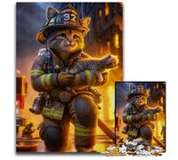 Firefighter CatPc Adults Jigsaw Puzzle Puzzles for Adults Family Game Night Fun DIY Decorative Artwork 1000 PCS(75x50cm)