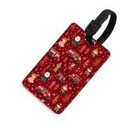 Firefighter Christmas Pattern Funny Luggage Tag Identifiers Travel Bag Tags with Name ID Label for Suitcase Backpack