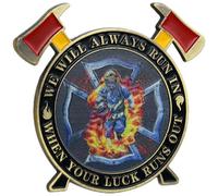 Firefighter Coin Challenge Coin Fire Department Prayer Coin for Gift Prayer Coins Thin Red Line Commemorative Collection