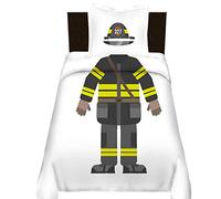 Firefighter Duvet Cover Set Single, Fireman Printed and the Hero Theme Decorative Cool Fireman Kids Comforter Cover Set 2 Pieces Bedding Set with 1 Pillow Sham, Zipper, Firefighter theme Bedspread