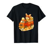 Firefighter Easter Bunny Fire Truck Kids Design T-Shirt