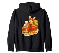 Firefighter Easter Bunny Fire Truck Kids Design Zip Hoodie