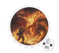 Firefighter Fighting Against Flames Dragon 2 in 1 Magnetic Beer Bottle Opener Fridge Magnets Easy Storage Gift for Men Women White-Style