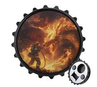 Firefighter Fighting Against Flames Dragon 2 in 1 Magnetic Beer Bottle Opener Fridge Magnets Easy Storage Gift for Men Women Black-Style