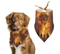 Firefighter Fighting Flames Skull Cute Dog Bandana Triangle Adjustable Washable Cat Scarf Pet Accessories