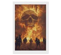 Firefighter Fighting Flames Skull Diamond Art Kits Accessories Full Square Drill 5D Painting Craft Home Wall Decor