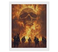 Firefighter Fighting Flames Skull Diamond Art Kits Accessories Full Square Drill 5D Painting Craft Home Wall Decor
