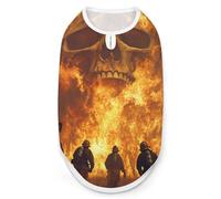 Firefighter Fighting Flames Skull Dog And Cat Clothes Pet Summer Sleeveless T Shirt Basic Vest M