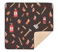 Firefighter Fire Extinguisher No Smoking Sign_1 Cute Foldable Baby Activity Play Mat for Floor Portable Baby Crawling Mat for Babies Infants Toddlers, 50'' x 50''