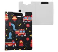 Firefighter Fire Hose Hydrant Truck Black Clipboard Folder Double Metal Clips Pen Holder Clip Board with Hard Cover Clipboard Binderfolio Stationery Supply