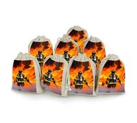 Firefighter Fireman Flame 8 PCS Muslin Bags with Drawstring Sachet Bags Empty Small Cotton Drawstring Bag Muslin Reusable & Washable Cotton Bag for Herb Spice Candy Soap Jewelry Wedding Gift Pouches