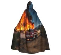 Firefighter Fireman Flame Adult Halloween Party Cloak-Stylish Pumpkin Theme Hooded Wizard Robe Cosplay Costumes Black