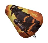 Firefighter Fireman Flame Bike Seat Cover Waterproof Oxford Fabric, Universal Adjustable Bicycle Saddle Cover with Drawstring Easy Install Protective Rain Dust Covers for Women Men