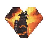 Firefighter Fireman Flame Building Block Puzzle Heart Shaped Personalized Photo Building Blocks Puzzles Family Keepsake Diy Romantic Home Decor Anniversary Birthday Gifts For Her, Him, Lovers, Couples