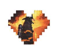 Firefighter Fireman Flame Building Brick Block Puzzle Heart Shaped, Personalized Picture Puzzles Photo Jigsaw Puzzles for Adults 3D Micro Building Blocks for Home Decor Bricks Set