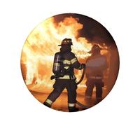 Firefighter Fireman Flame Button Pins 1 Pc, 2.4 Inch Round Button Badges Metal Personalized Picture Photo Pin Buttons Kit For Craft Supplies Christmas Diy Party Projects, 1 PC, One size
