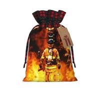 Firefighter Fireman Flame Christmas Candy Bag, Reusable, Christmas Bag For Christmas Birthday Party