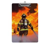 Firefighter Fireman Flame Clipboard Retractable Hanging Tab Clip Board Plastic Clipboard Nursing Clipboards Nurse, Doctor, Cute Design for Standard Size 12.5 X 8.5Inch
