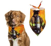 Firefighter Fireman Flame Dog Bandana Triangle Dog Scarf Washable Polyester Dog Bibs Cute Pet Bandana for Medium Large Dogs Puppy and Cats