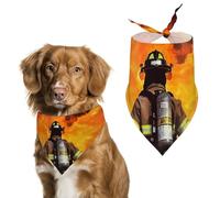 Firefighter Fireman Flame Dog Bandana Triangle Pet Bandanas Adjustable Pet Scarf Breathable Comfort Dog Scarf Cute Soft Puppy Scarfs Washable Daily Handkerchief Cats Scarves