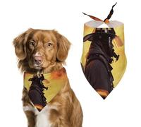 Firefighter Fireman Flame Dog Bandanas for Feeding Grooming, Triangle Pet Bibs for Cats & Dogs Washable Fashion Pets Scarf for Party Travel 27.6 X 11.8 Inch