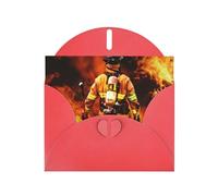 Firefighter Fireman Flame Holiday Cards | Double Sided Glitter Cardstock | Christmas, Birthday, Valentine's Day, Wedding & Party Invitations | Envelopes Included
