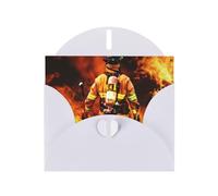 Firefighter Fireman Flame Holiday Cards | Double Sided Glitter Cardstock | Christmas, Birthday, Valentine's Day, Wedding & Party Invitations | Envelopes Included