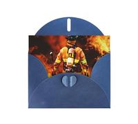 Firefighter Fireman Flame Holiday Cards | Double Sided Glitter Cardstock | Christmas, Birthday, Valentine's Day, Wedding & Party Invitations | Envelopes Included