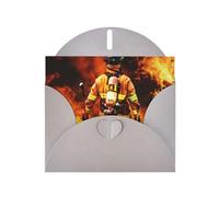 Firefighter Fireman Flame Holiday Cards | Double Sided Glitter Cardstock | Christmas, Birthday, Valentine's Day, Wedding & Party Invitations | Envelopes Included