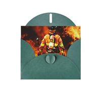 Firefighter Fireman Flame Holiday Cards | Double Sided Glitter Cardstock | Christmas, Birthday, Valentine's Day, Wedding & Party Invitations | Envelopes Included