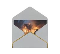 Firefighter Fireman Flame Luxury Pearl Paper Greeting Card With Gold Border, Blank Inside, With Envelope - Birthday, Wedding, Christmas, Valentine