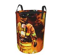 Firefighter Fireman Flame Modern Style Collapsible Fabric Large Laundry Basket,Hamper,Foldable Clothes Bag,Folding Dirty Clothes Pack For Bedroom Home Or Dormitory And Travel