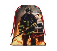 Firefighter Fireman Flame Print Convenient Drawstring Gift Wrapping Bag Lightweight Comfort Suitable All Occasions