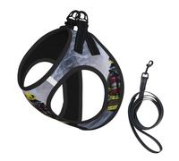 Firefighter Fireman Flame Print Dog Harness Leash Set Reflective Pet Harness Puppy Vest Suitable Dogs Cats Small Breeds