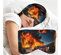 Firefighter Fireman Flame Print Full Coverage Sleep Mask,Eye Mask Portable for Travel Office Nap Shift Work