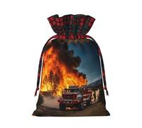 Firefighter Fireman Flame Print Gift Drawstring Reusable Pouches For Holiday Birthday Wedding Party Favors Bags