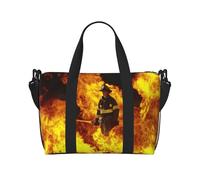 Firefighter Fireman Flame Print Handheld Crossbody Travel Bag Single Shoulder Handbag Sports and Fitness Bag Travel Luggage Bag
