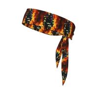 Firefighter Fireman Flame Print Headbands Soft Unisex Adjustable Headwraps, Hair Athletic Bands For Running, Tennis, Sports