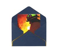 Firefighter Fireman Flame Print Pearl Greeting Cards With Envelopes, Thank You, Birthday, Anniversary & Holiday Cards Set