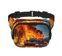 Firefighter Fireman Flame Print Square Double Layer Waist Bag Festival Outdoor Hiking Travel Lightweight