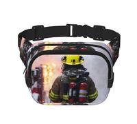 Firefighter Fireman Flame Print Square Double Layer Waist Bag Festival Outdoor Hiking Travel Lightweight