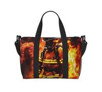 Firefighter Fireman Flame Printed Travel Bag Duffle Bag for Men Women, Large Water Resistant Gym Bag Weekend Holdall Bag with Shoulder Strap