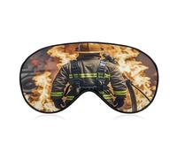 Firefighter Fireman Flame Sleep Mask Light Block-Out Eye Mask for Side Sleeper Pressure-Free Soft Night Blindfold with Adjustable Strap Breathable Sleep Eye Cover for Travel